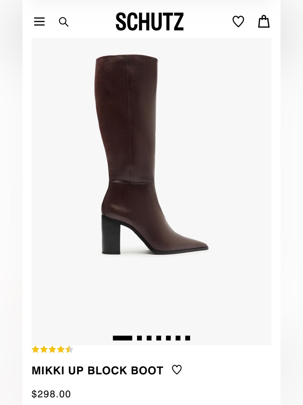 Schutz Mikki Up Block Boot - Dark Brown Knee Boot